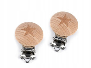 Klips drewniany / 13 mm / gwiazdka / 1 szt.