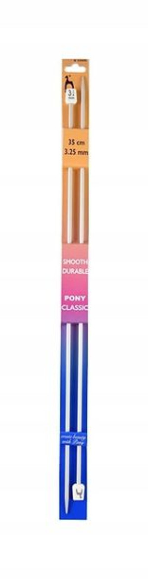 Druty proste Pony 35 cm aluminiowe - 3,25 mm; 35cm