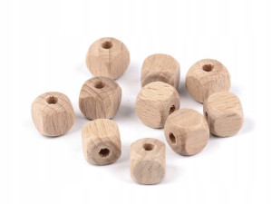 Koraliki drewniane kostki naturalne 12mm 10 szt.