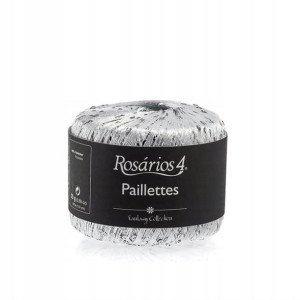 Włóczka Rosarios 4 Paillettes 09 Branco srerbny