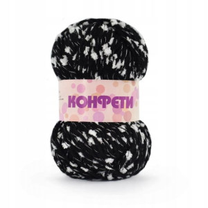 Włóczka fantazyjna Stenli Confetti 011 / czarno-bi