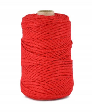 Sznurek bawełniany skręcany 3mm / czerwień - 100m