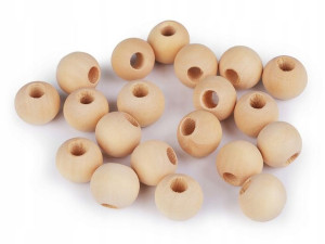 Koraliki drewniane 15 mm duży otwór 6mm naturalny