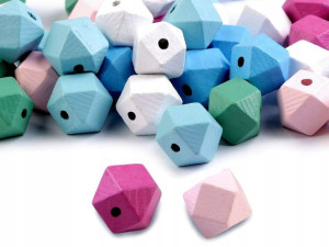 Koraliki drewniane geometryczne mix kolorów 10 szt