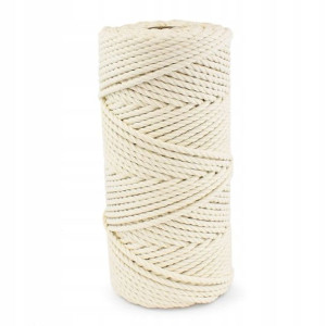 Sznurek 3-żyłowy 3ply MAKRAMA 5mm 100m / krem