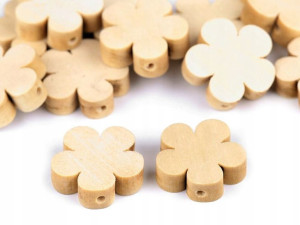 Koraliki drewniane Kwiatki 20 mm naturalny 20 szt.