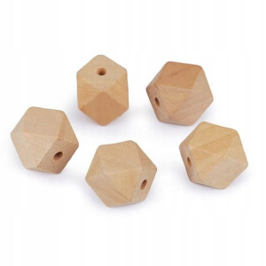 Koraliki drewniane geometryczne 20mm naturalny 5sz