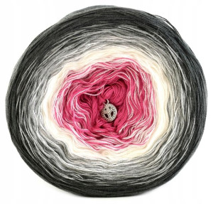 Włóczka KOKONEK Ciemny szary/szary/biel/fuksja