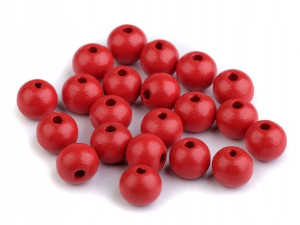 Koraliki drewniane / KULE / czerwień / 10 mm/20g