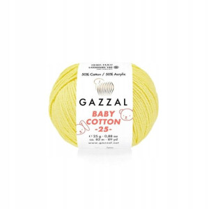 Włóczka Gazzal Baby Cotton 3413 -25g -jasny żółty