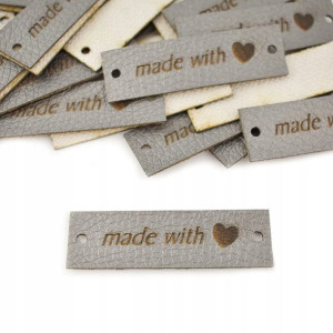 Metka ekoskóra metalizowana with love stal 15x50mm