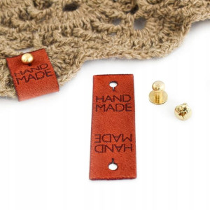 Metka nubuk z nitem "HAND MADE" / rdza