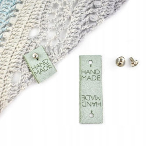 Metka nubuk z nitem "HANDMADE" / seledyn