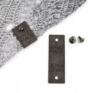 Metka nubuk z nitem "HANDMADE" / c.szary