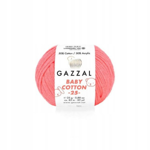 Włóczka Gazzal Baby Cotton 3460 - 25g neonowy róż