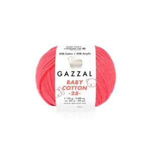 Włóczka Gazzal Baby Cotton 3458 - neonowy koral