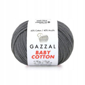 Włóczka Gazzal Baby Cotton 3450 - 50g ciemny szary