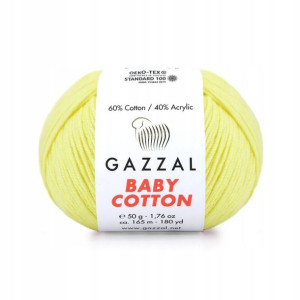 Włóczka Gazzal Baby Cotton 3413 - 50g jasny żółty