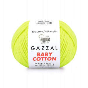 Włóczka Gazzal Baby Cotton 3462 50g neonowy żółty