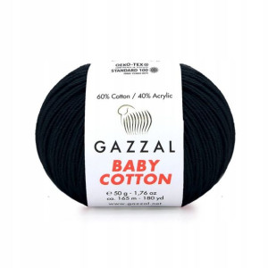 Włóczka Gazzal Baby Cotton 3433 - 50g - czerń