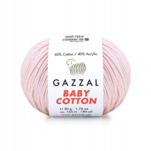 Włóczka Gazzal Baby Cotton 3411 - 50g - jasny róż