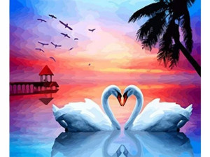 Malowanie Po Numerach 50x40 Cm Łabędzie +akcesoria