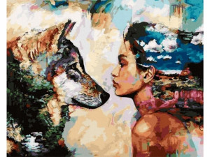 Malowanie Po Numerach 50x40cm Wilk Pani +akcesoria