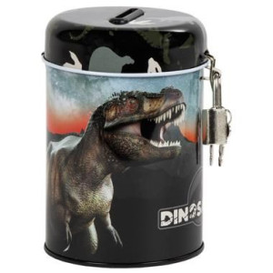 Skarbonka z kłódką kluczykiem dinozaury metalowa