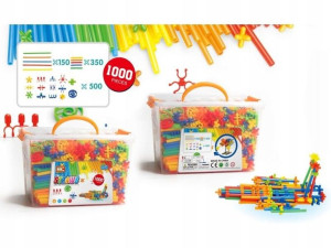 KLOCKI Konstrukcyjne 3D SŁOMKI 1000 el. + KUFEREK