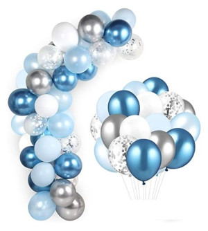 Girlanda Z Balonów Błękitna Metaliczna Chrzest Chłopca
