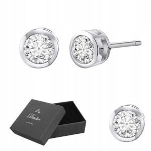 Kolczyki Srebrne Cyrkonie Wkrętki Sztyfty 6 mm 925