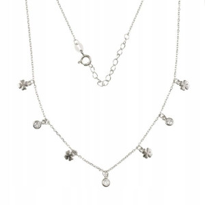 Choker Celebrytka Srebrna Koniczynki Pr.925