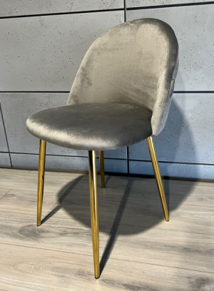 Krzesło Tapicerowane Gloria Grey Velvet Gold