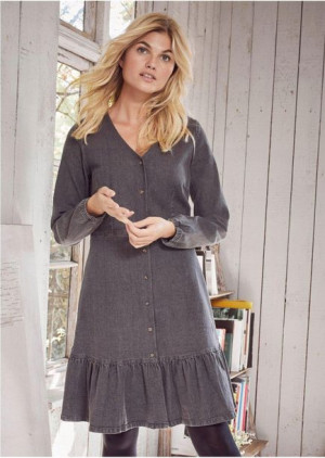 Bonprix Jeansowa Koszulowa Sukienka Szmizjerka Falbana Guziki 54-56 951625