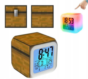 Budzik Zegarek Termometr Świecący Led Minecraft