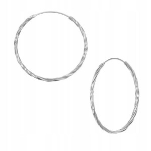 Kolczyki Srebrne Koła Kółka Diamentowane 40 Mm 925