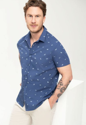 Koszula Męska Z Krótkim Rękawem Slim Fit Volcano K-nantes L