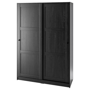 IKEA RAKKESTAD Szafa z drzwiami przesuwanymi czarnybrąz 117x176 cm