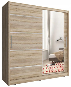 Szafa przesuwna OBI B1 Alu z lustrem - Sonoma 200