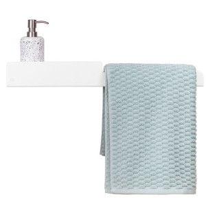 Biała metalowa półka pod prysznic łazienkowa Naomi prawa 60cm