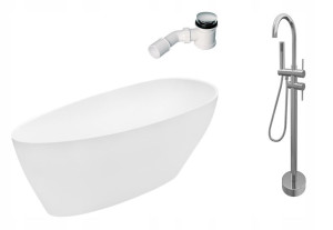Besco Wanna Wolnostojąca Goya 160x70+bateria+syfon