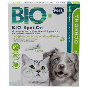 Pess Bio Krople Pchły Kleszcze Kot Pies 4 Szt X 1g