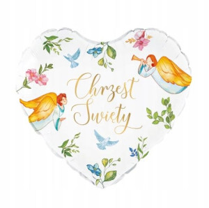 Balon foliowy serce Chrzest Anioły 45cm
