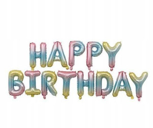 Balon HAPPY BIRTHDAY tęczowy napis 16cali