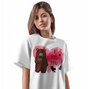 T-Shirt Damski Misie Misiaczki Koszulka L Prezent