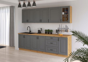 Meble kuchenne STILO c.szary artisan domyk MDF 260