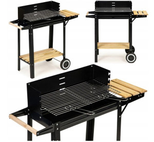 Duży Grill Węglowy Ogorodowy Półki Kółka 4 Poziomy