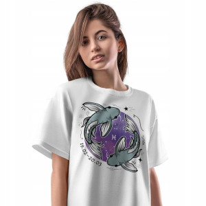 T-Shirt Damski Ryby ZLki Zodiaku Horoskop