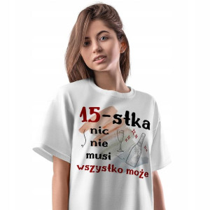 T-Shirt Damski Urodziny 15 15te 15-te L Prezent