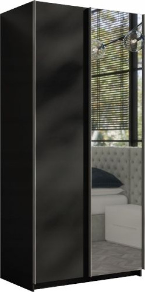 Szafa 100 Cm Czarna Z Lustrem Przesuwna Rick 100